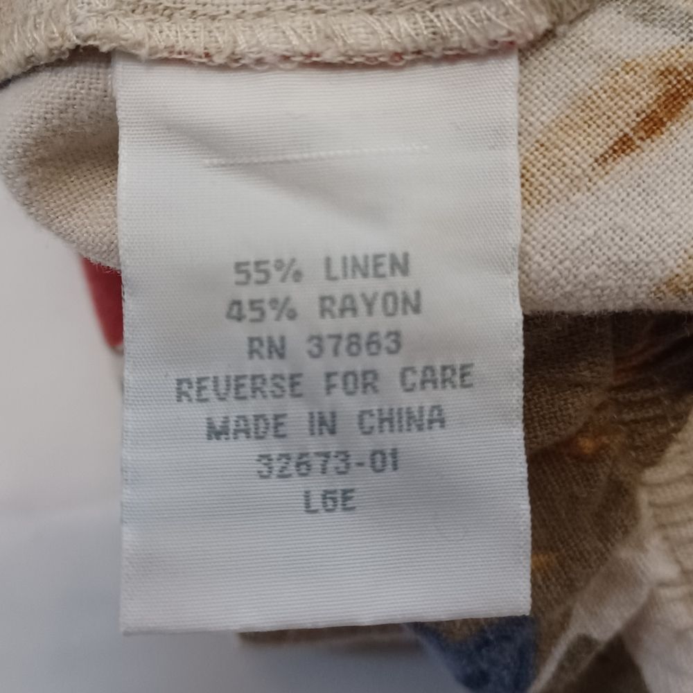 Linen Multi-colored Flowers Capri Pants Women's size Lg - Picture 6 of 8